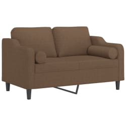 vidaXL Sof&aacute; 2 lugares + almofadas decorativas 120 cm tecido castanho