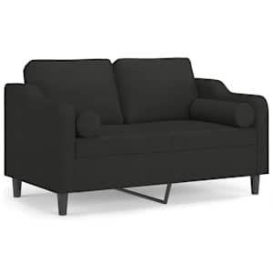2místná pohovka s polštáři černá 120 cm textil - obrázek 2