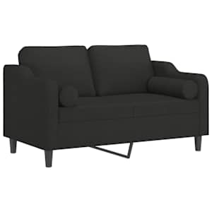 2místná pohovka s polštáři černá 120 cm textil - obrázek 3