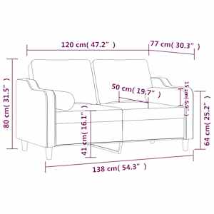 2místná pohovka s polštáři černá 120 cm textil - obrázek 8