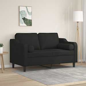 2místná pohovka s polštáři černá 120 cm textil - obrázek 1