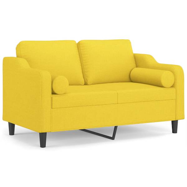 vidaXL 2-kohaline diivan patjadega, helekollane, 120 cm, kangas