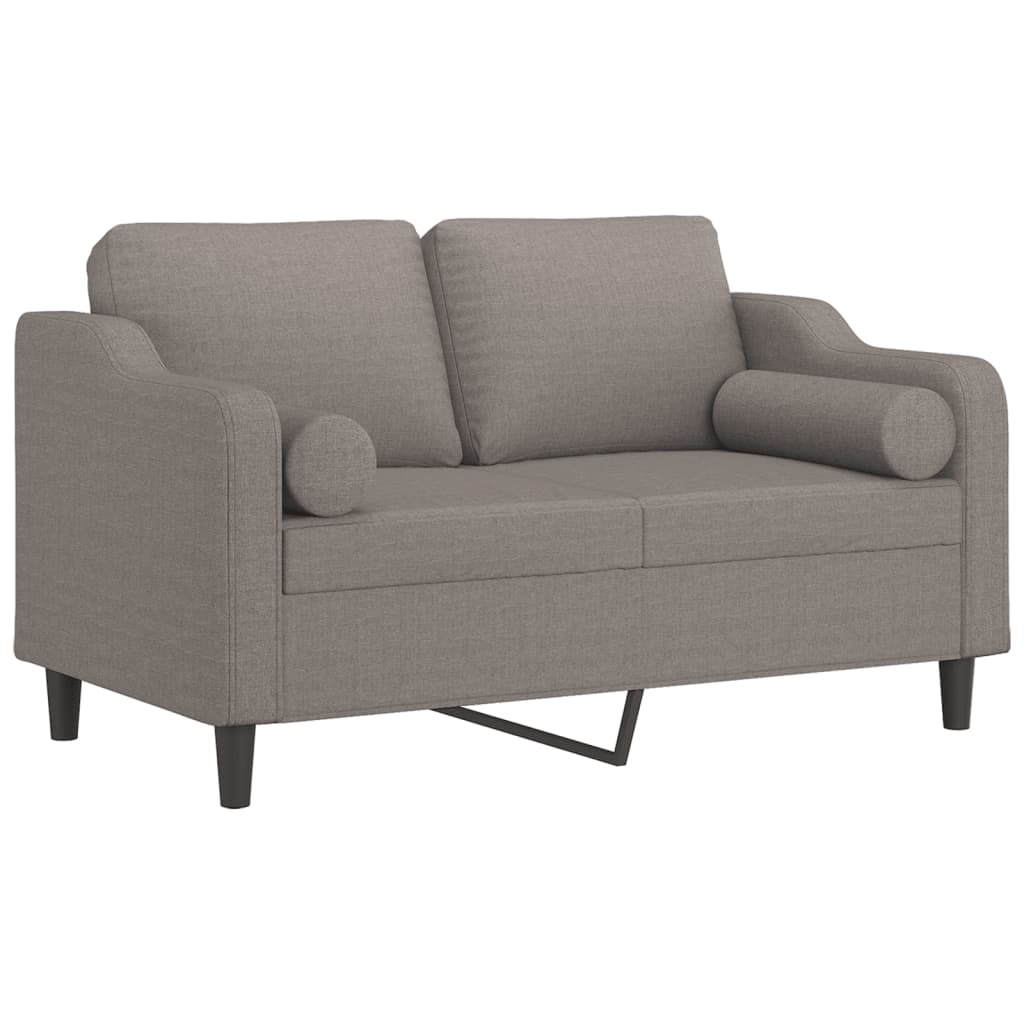 vidaXL Tweezitsbank met sierkussens 120 cm stof taupe afbeelding