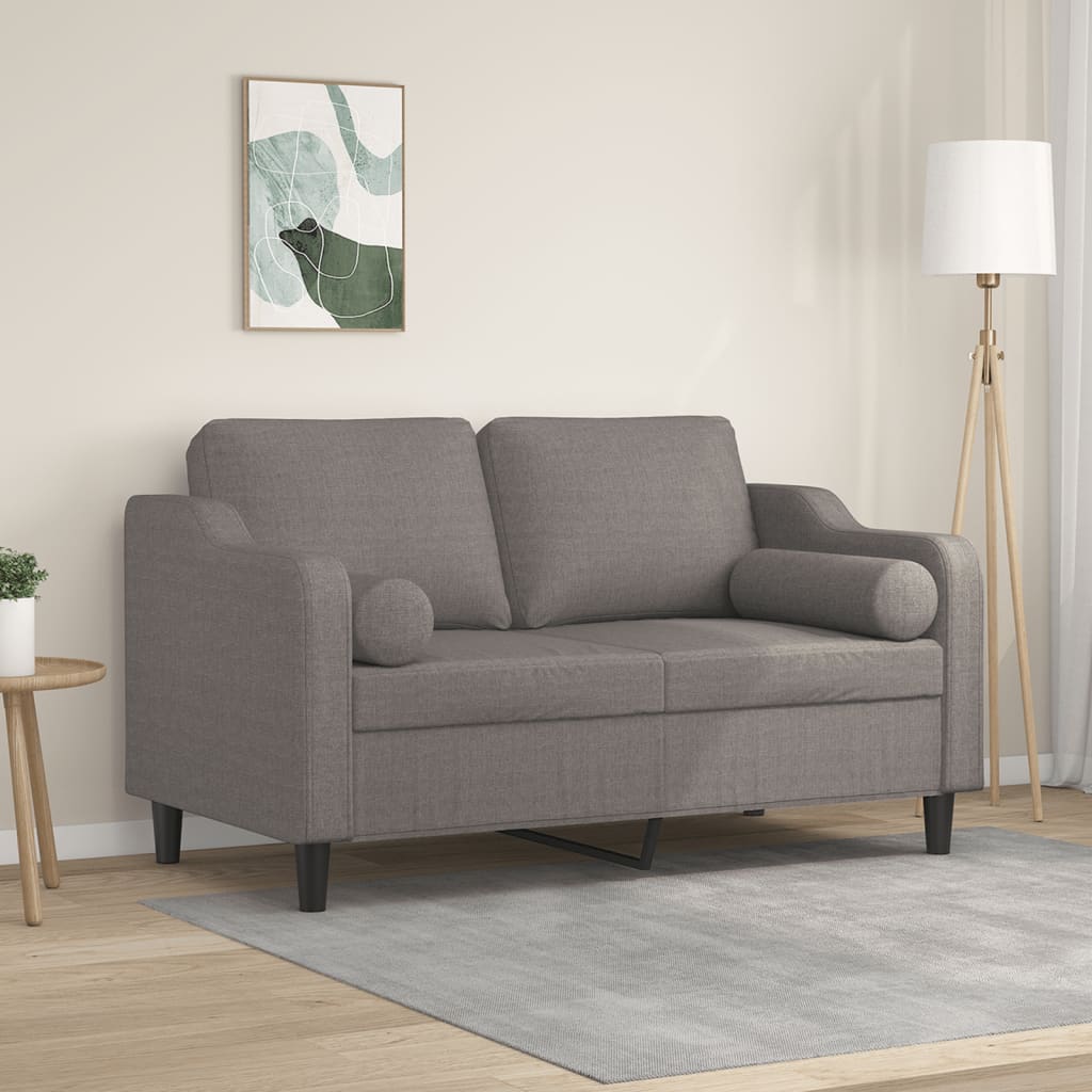 vidaXL 2-Sitzer-Sofa mit Zierkissen Taupe 120 cm Stoff