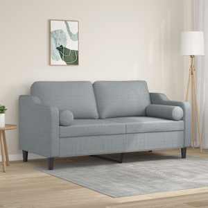 2místná pohovka s polštáři světle šedá 140 cm textil - obrázek 1