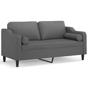 2místná pohovka s polštáři tmavě šedá 140 cm textil - obrázek 2