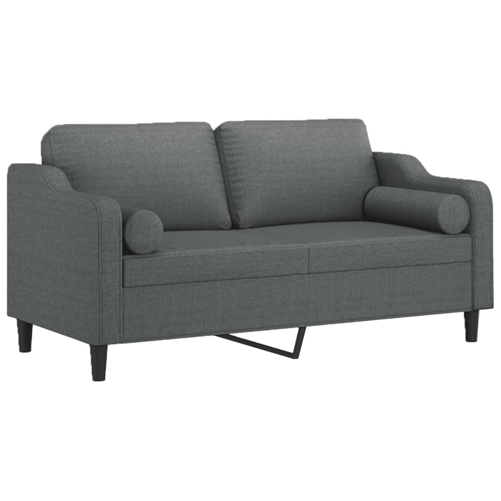 vidaXL Tweezitsbank met sierkussens 140 cm stof donkergrijs afbeelding