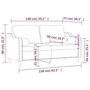 2místná pohovka s polštáři tmavě šedá 140 cm textil - obrázek 8