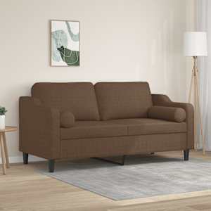 2místná pohovka s polštáři hnědá 140 cm textil - obrázek 1