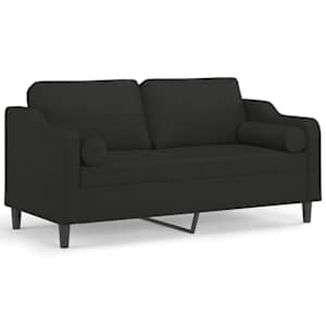 2místná pohovka s polštáři černá 140 cm textil - obrázek 2