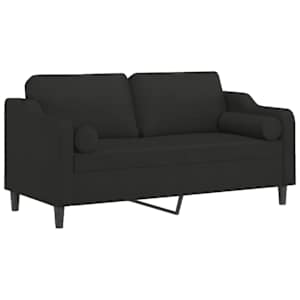 2místná pohovka s polštáři černá 140 cm textil - obrázek 3