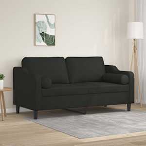 2místná pohovka s polštáři černá 140 cm textil - obrázek 1