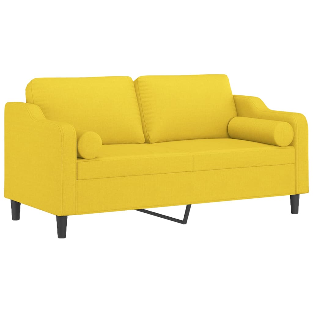 vidaXL Canapea cu 2 locuri cu pernuțe, galben deschis, 140 cm, textil