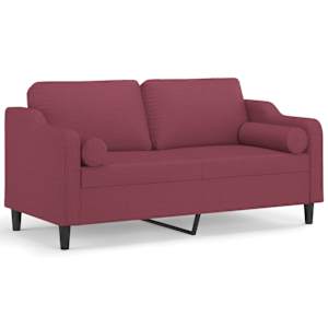 2místná pohovka s polštáři vínová 140 cm textil - obrázek 2