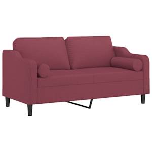 2místná pohovka s polštáři vínová 140 cm textil - obrázek 3