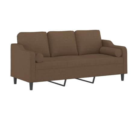vidaXL Canap&eacute; 3 places avec oreillers d&eacute;coratifs marron 180 cm tissu