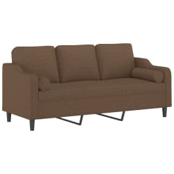 vidaXL trīsvietīgs dīvāns ar spilveniem, brūns, 180 cm, audums