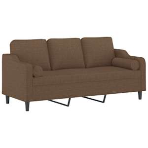 vidaXL Canap&eacute; 3 places avec oreillers d&eacute;coratifs marron 180 cm tissu