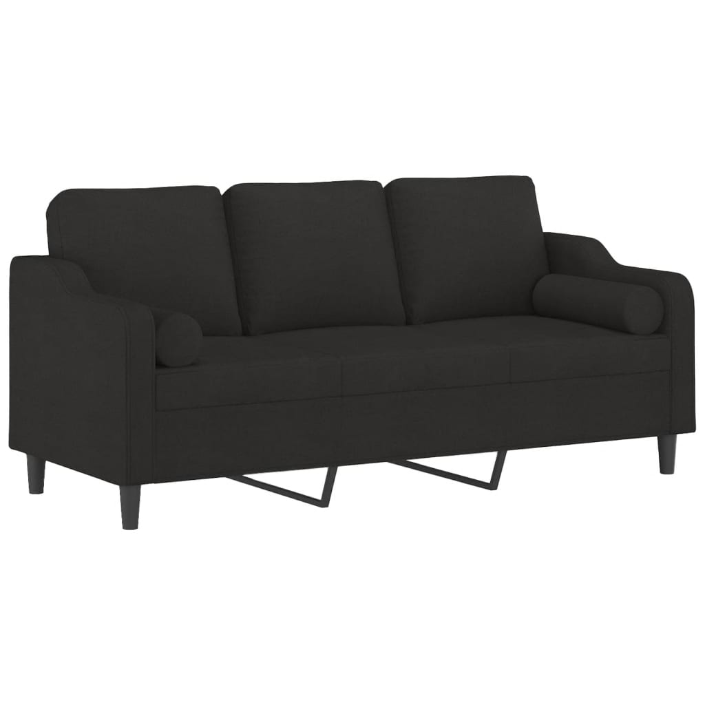 Thumbnail - vidaXL 3-Sitzer-Sofa mit Zierkissen Schwarz 180 cm Stoff