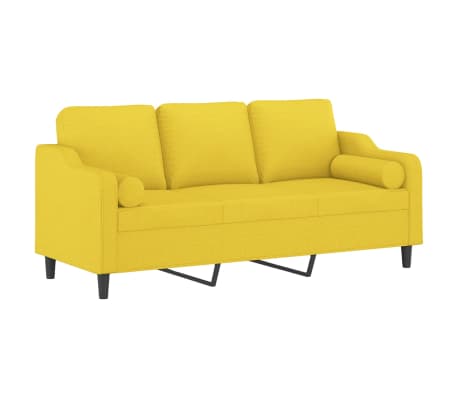 vidaXL Canap&eacute; 3 places avec oreillers jaune clair 180 cm tissu