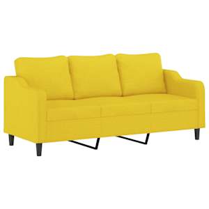 3místná pohovka s polštáři světle žlutá 180 cm textil - obrázek 4