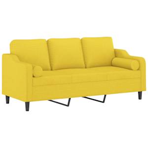 vidaXL Canap&eacute; 3 places avec oreillers jaune clair 180 cm tissu