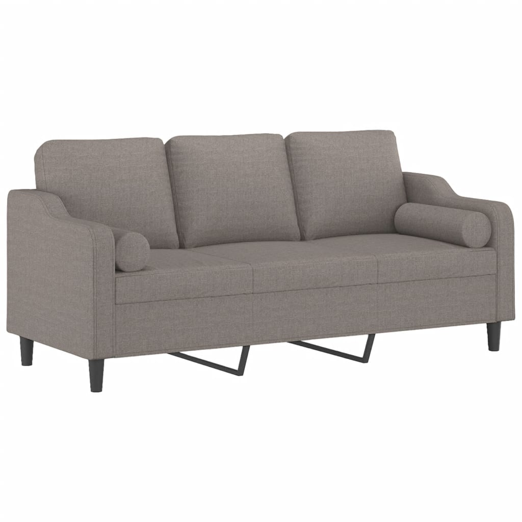 vidaXL Canapea cu 3 locuri cu pernuțe, gri taupe, 180 cm, textil