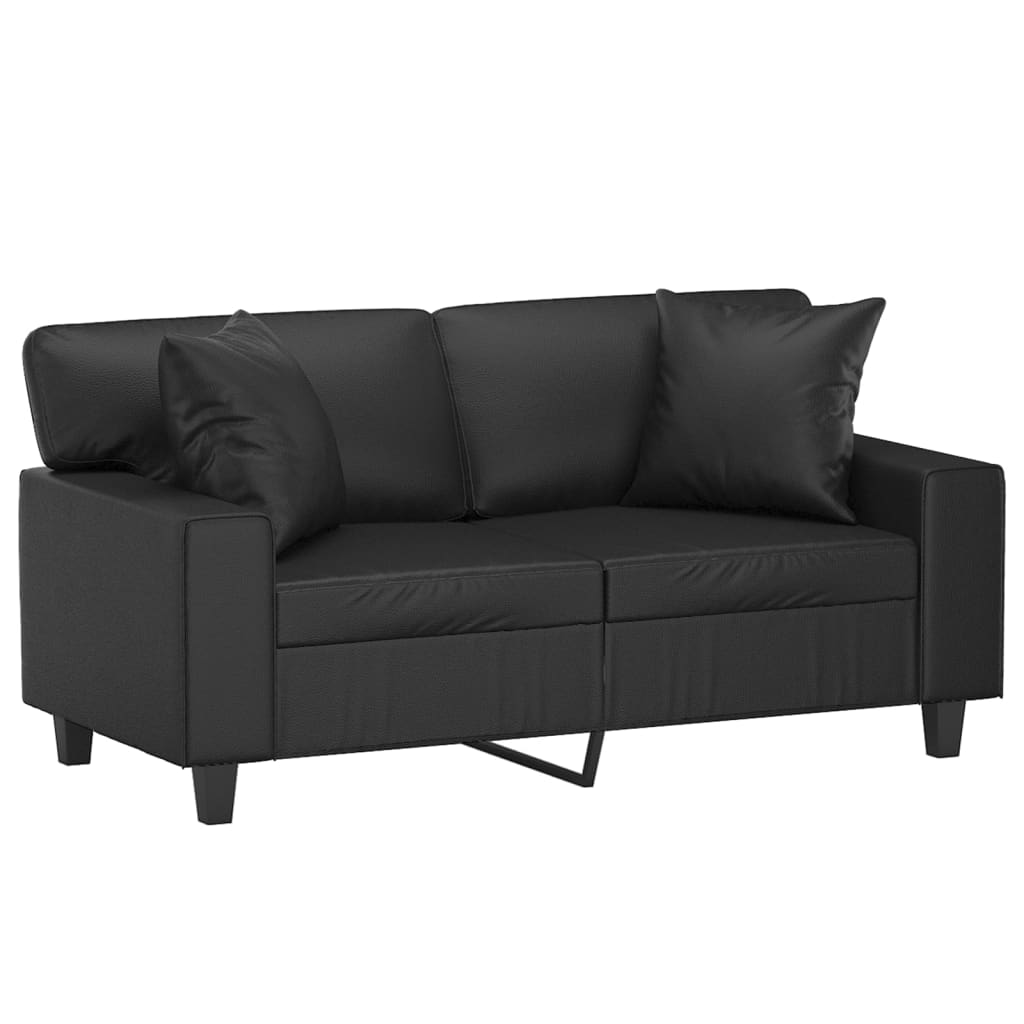 vidaXL Tweezitsbank met sierkussens 120 cm kunstleer zwart afbeelding
