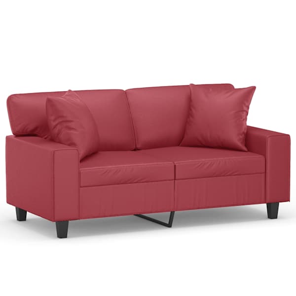 vidaXL 2-kohaline diivan patjadega, veinipunane, 120 cm, kunstnahk