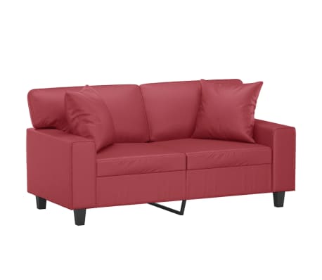 vidaXL Tweezitsbank met sierkussens 120 cm kunstleer wijnrood