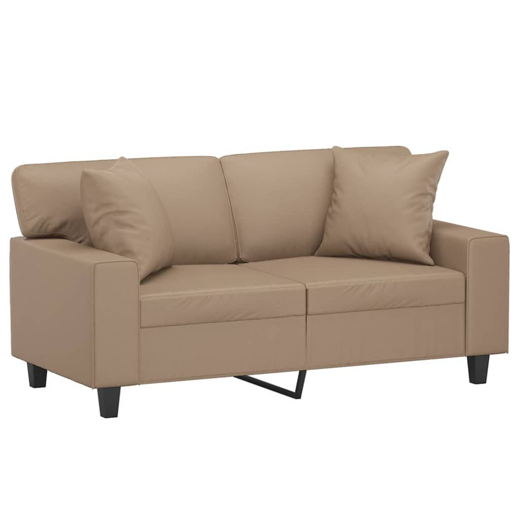 vidaXL Tweezitsbank met sierkussens 120 cm kunstleer cappuccinokleurig afbeelding