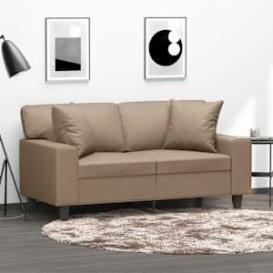 Kavč dvosed z okrasnimi blazinami kapučino 120 cm umetno usnje