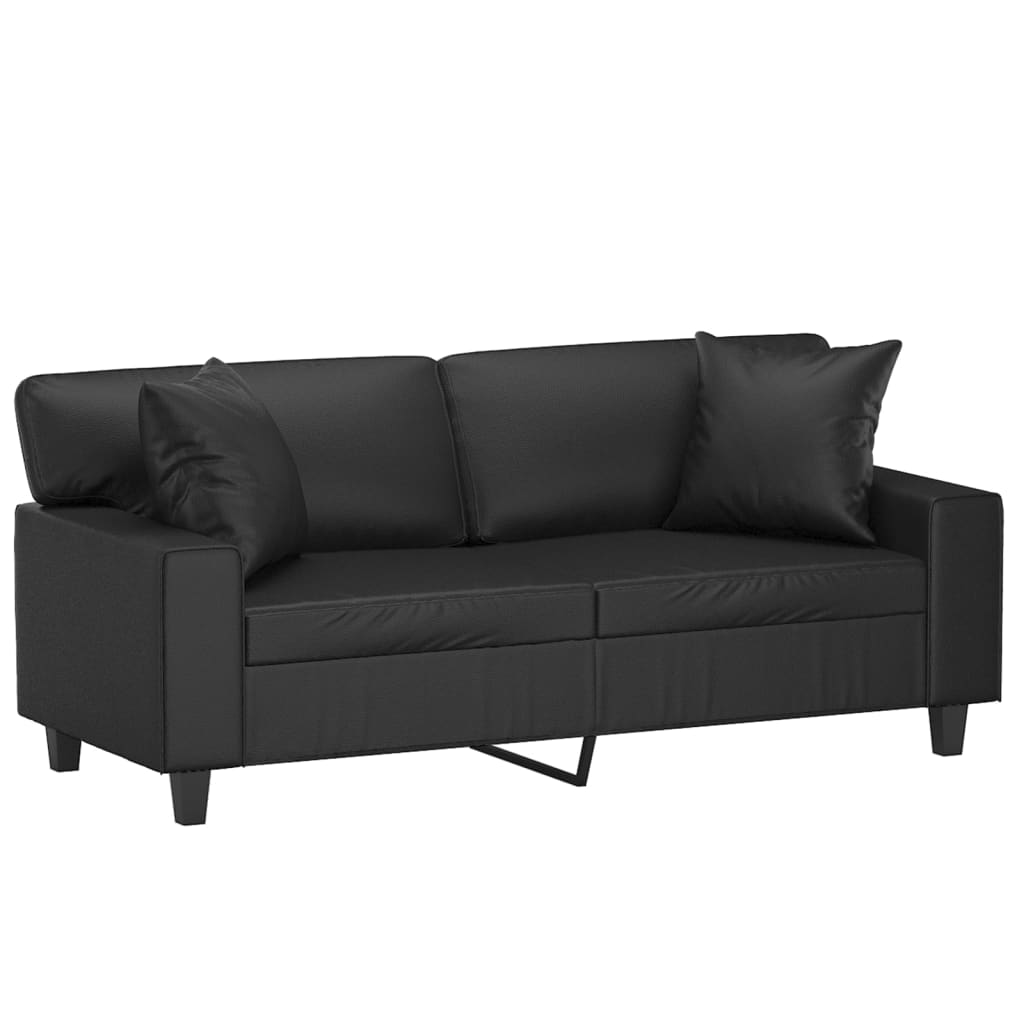 Thumbnail - vidaXL 2-Sitzer-Sofa mit Zierkissen Schwarz 140 cm Kunstleder