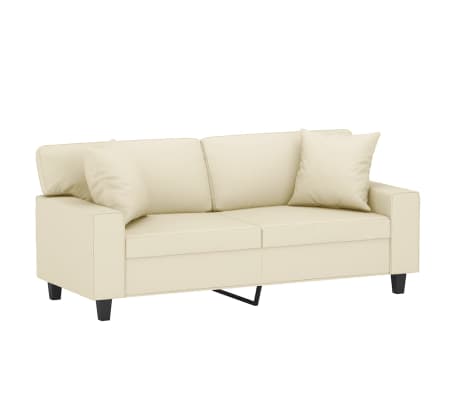 vidaXL 2-Sitzer-Sofa mit Zierkissen Creme 140 cm Kunstleder
