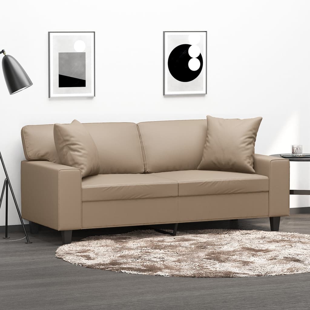 vidaXL 2-Sitzer-Sofa mit Zierkissen Cappuccino-Braun 140 cm Kunstleder