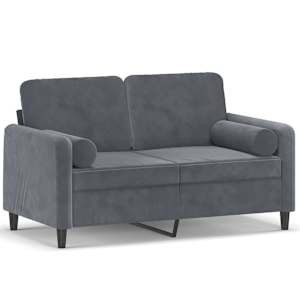 vidaXL 2-kohaline diivan patjadega, tumehall, 120 cm, samet