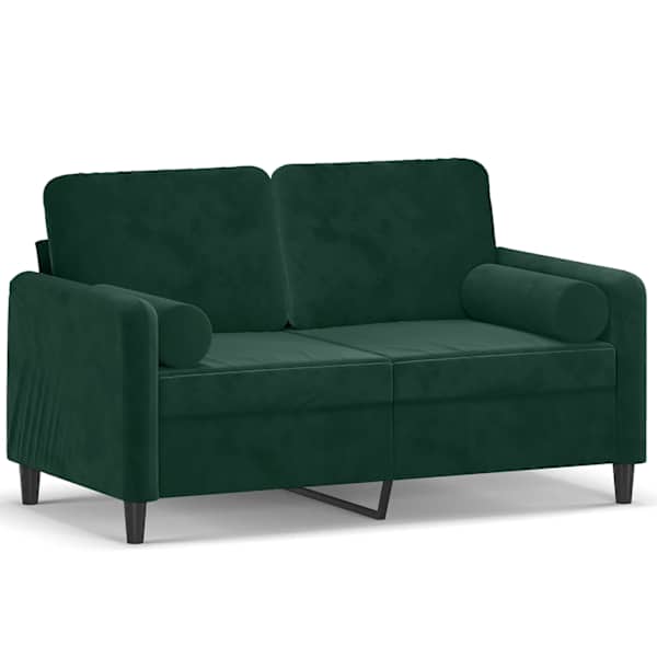 vidaXL 2-kohaline diivan patjadega, tumeroheline, 120 cm, samet