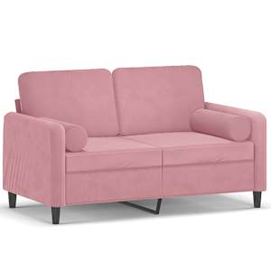 vidaXL 2-kohaline diivan patjadega, roosa, 120 cm, samet