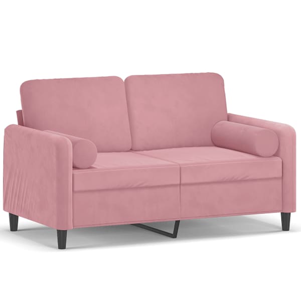 vidaXL 2-kohaline diivan patjadega, roosa, 120 cm, samet