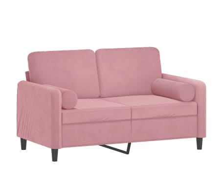 vidaXL Tweezitsbank met sierkussens 120 cm fluweel roze