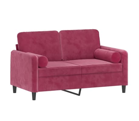 vidaXL Canap&eacute; 2 places avec oreillers bordeaux 120 cm velours