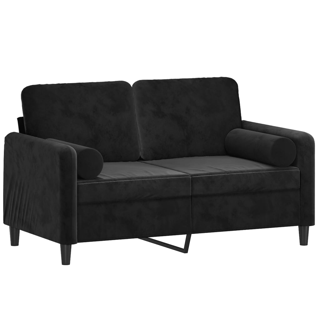 vidaXL Tweezitsbank met sierkussens 120 cm fluweel zwart afbeelding
