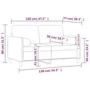 2místná pohovka s polštáři černá 120 cm samet - obrázek 8