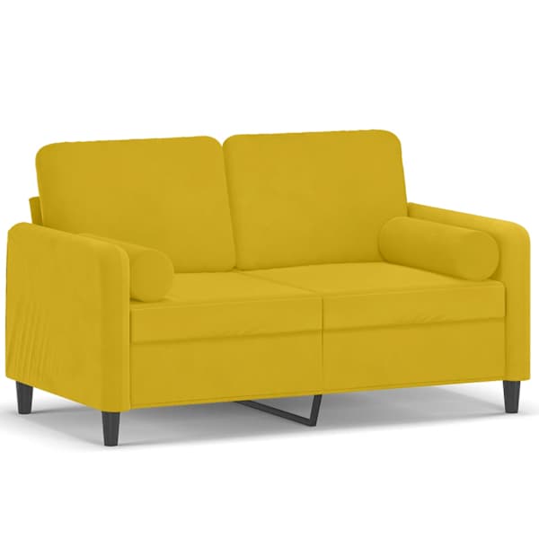 vidaXL 2-kohaline diivan patjadega, kollane, 120 cm, samet