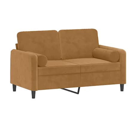 vidaXL 2 S&aelig;ta S&oacute;fi me&eth; P&uacute;&eth;um Br&uacute;nn 120 cm Flauel