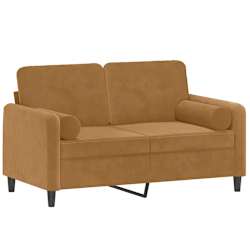 vidaXL 2-Sitzer-Sofa mit Zierkissen Braun 120 cm Samt
