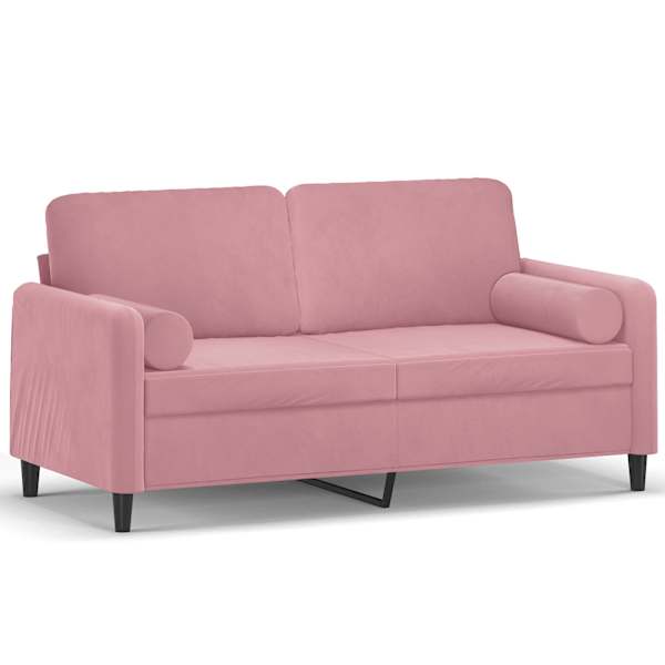 vidaXL 2-kohaline diivan patjadega, roosa, 140 cm, samet