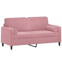 vidaXL Kavč dvosed z okrasnimi blazinami roza 140 cm žamet