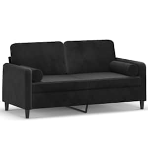vidaXL 2-kohaline diivan patjadega, must, 140 cm, samet
