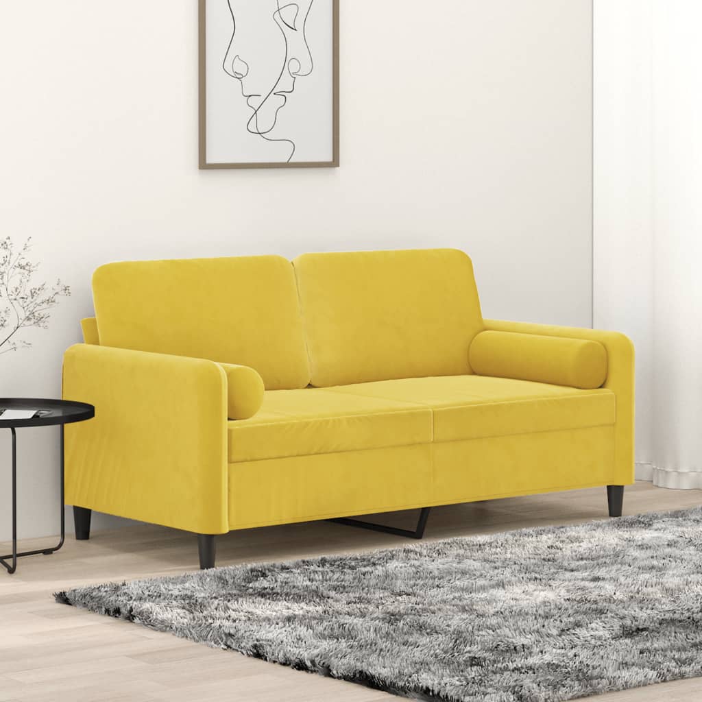 vidaXL 2-Sitzer-Sofa mit Zierkissen Gelb 140 cm Samt